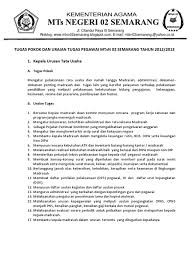 Uraian tugas jfu kementerian agama. Uraian Tugas Pegawai 2012