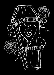 Black And White And Red All Over Alkaline Trio Pin By Jacqueline Rowe On Art Coffin Tattoo Art Halloween Art