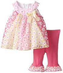Bonnie Jean Baby Girls Newborn Paneled Flower Print Legging Set Flower Print Leggings Outfit Sets Solid Leggings