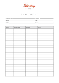 Simple Camera Shot List Advanced Xls Pdf And Google Sheet Versions Available We Share Your Passion For Filmmaking Filmmaking Camera Shots Indie Filmmaking