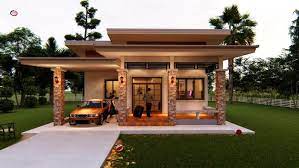 British an area of land next to a house that belongs to the house, usually with grass and plants growing in it. Modern Style Two Bedroom One Story House Plan With Front Sit Out Area Cool House Concepts
