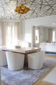 Make a statement with black dining tables. Black And White Wallpaper On Ceiling Contemporary Dining Room