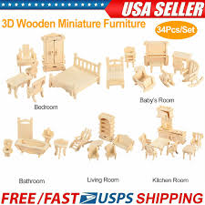 Trova una vasta selezione di diy dollhouse a prezzi vantaggiosi su ebay. 34pcs 3d Diy Wooden Miniature Dollhouse Furniture Model Kids Play Toys Xmas Gift For Sale Online Ebay