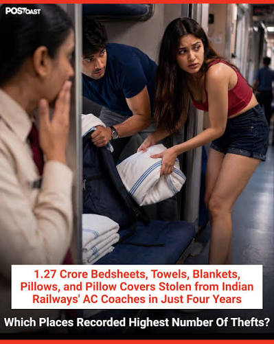 A massive RTI investigation has revealed that more than 1.27 crore  bedsheets, towels, blankets, pillows, and pillow covers disappeared from  Indian Railways' AC coaches between January 2022 and May 2026, causing an
