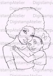 Mother And Daughter Instant Download Digital Digi Stamps In 2020 Digi Stamps Coloring Pages Paint And Sip