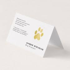 Elite Dog Trainer Golden Paw Business Card Zazzle Com Pet Sitter Business Dog Trainer Folded Business Cards