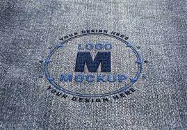 Download Premium Psd Logo Mockup Stitched On Denim Fabric Texture