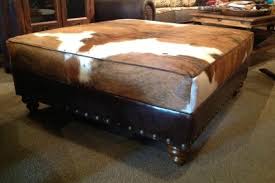 Genuine cowhide leather moroccan ottoman coffee table pouf footstool beanbag. Cowhide Ottoman Hat Creek Interiors