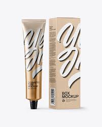 Download Metallic Cosmetic Tube With Kraft Box Mockup In Tube Mockups On Yellow Images Object Mockups PSD Mockup Templates