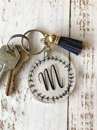 Custom Initial Keychain Personalized Monogram Keychain Clear Etsy Keychain Design Handmade Keychains Monogram Keychain
