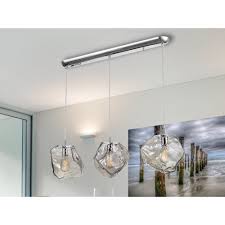 Use above a bar, counter, kitchen island, dining area, or in a game room! 213455 Petra 3 Light Bar Pendant Chrome Smoke