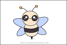 Please see the drawing tutorial in the video below. How To Draw A Cartoon Bee Easy Step By Step For Kids Cute Easy Drawings