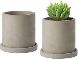 Amazon Com Moonla 4 Inch Gray Unglazed Cement Succulent Planter Pots Concrete Cactus Planter Mini Plant Pot Flower Mini Plant Pots Mini Plants Cactus Planter