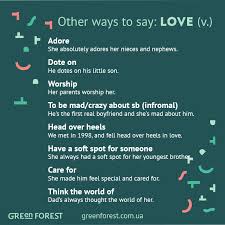 Synonyms To The Word Love Other Ways To Say Love Sinonimy K Anglijskomu Slovu Love Kosakata Tata Bahasa Inggris Bahasa