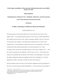 Dec 20, 2020 · find the latest breaking news and information on the top stories, politics, business, entertainment, government, economy, health and more. Pdf Challenging The Bedroom Tax Disability Deference And The Evolving Role Of Discretionary Housing Payments R Ma V Secretary Of State For Work And Pensions