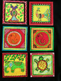 Madhubani Painting Coasters Contemporary Art Painting Madhubani Painting Folk Art Painting