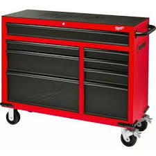 Milwaukee 46 In 8 Drawer Rolling Steel Storage Cabinet Red 48 22 8520 The Home Depot Tool Storage Cabinets Steel Storage Cabinets Tool Chest