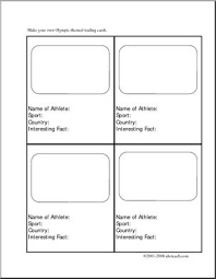 You can customize every detail of your card design, including the baseball cartoon, card colors, bio details, player profile and trivia. Writing Prompt Make Your Own Olympic Trading Cards Elementary Abcteach