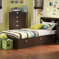 Wooden twin bed with random color is the most people choice for their bedroom. South Shore Cakao Kids Twin Storage Mates Bed Frame Only In Chocolate Finish 3259080