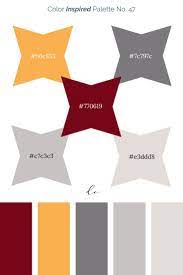 This is a scheme that includes one primary and two complementary colors, plus an additional color combinations of individual colours. Color Inspired Palette No 47 Color Inspiration Red Yellow Grey Color Palette Design Yellow Colour Scheme Home Paint Color