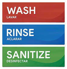 wash rinse and sanitize sink labels