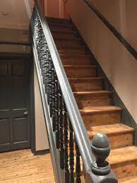 Stripped Pine Stairs With Farrow And Ball Downpipe Paint To Complement Follow Our Instagram Page For Full Renovation Im Victorian Hallway Stairs House Stairs