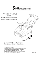 Husqvarna 5021 E Snow Blower User Manual Manualzz Com
