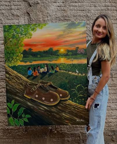 ADAIELE ALMEIDA🦋Artista Pl&aacute;stica | Apresento a voc&ecirc;s minha obra OS PASSOS QUE CONTINUAM&hellip; T&eacute;cnica: mista Dimens&atilde;o: 80 x 100 cm H&aacute; caminhos que o tempo n&atilde;o apaga&hellip; Eles... | Instagram