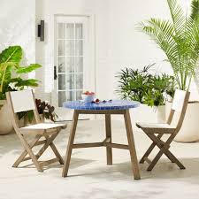 Mosaic bistro table sets are lightweight and less intrusive and thus won't hinder your movement. Mosaic Tiled Outdoor Bistro Table Folding Bistro Chair Set Landscape Blue