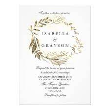 Golden Leaf Wreath Wedding Invitation Zazzle Com Wreath Wedding Invitations Gold Wedding Invitations Wedding Invitations