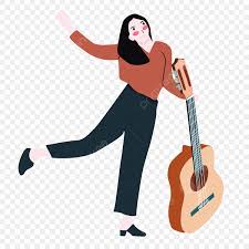 Hand Drawn Guitar PNG Picture, Hand Drawn Girl Holding Big Guitar Element,  Musical Instrument, Big Guitar, Girl PNG Image For Free Download