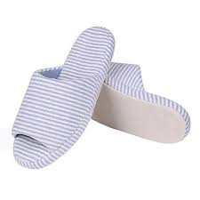 Women S Open Toe House Slippers Cotton Striped Spa Slippers Casual Memory Foam Arch Support Home Slippers Spa Slippers Casual Slippers House Slippers