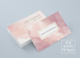 Rustic wood watercolor floral red rose sunflower business card. Watercolor Business Card Template Pastel Printable Business Etsy