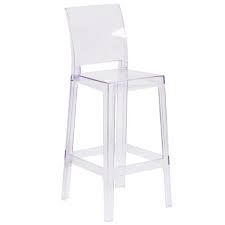 Set Of 2 Modern Square Back Ghost Bar Stool Chairs Transparent Clear Acrylic Flash Furniture Bar Stools Contemporary Bar Stools