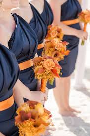 Uniform Bridesmaids Dresses Cute Color Combo For Fall Tip If You Have Two Theme Col Orange Bridesmaid Dresses Orange Wedding Themes Fall Wedding Bridesmaids