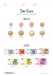 Euroscheine und centmünzen zum ausschneiden. Geld Euro Materialguru