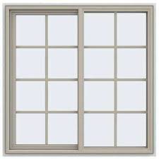 47 5 In X 47 5 In V 4500 Series Desert Sand Painted Vinyl Left Handed Sliding Window With Colonial Grids Grilles