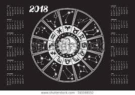 2018 New Year Calendarhoroscope Circle Zodiac Stock Vector