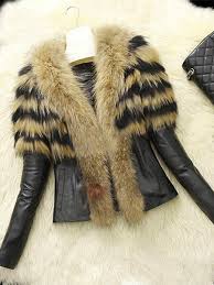 B Chicloth Winter Style Faux Fur Lapel Pu Short Womens