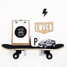 Skateboard Shelves I Mean Come On Brownpaperlemon Can These Be Any Cooler Nursery Room Boy Baby Boy Nursery Themes Boy Nursery Themes
