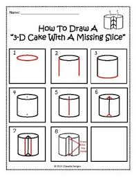How To Draw A 3 D Cake With A Missing Slice Step By Step Guide Tpt Winter Art Lesson Art Worksheets Drawings