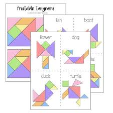 Printable Tangrams And Challenge Cards Kids Activity Tangram Patterns Tangram Card Challenges