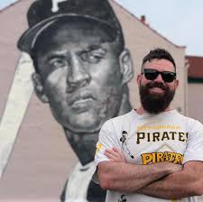 3 Legends of Pgh Baseball murals I've done over the years, Roberto Clemente  in 2018