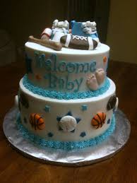 This baby shower theme would be especially appropriate for a winter months baby shower. Baby Shower Cake Ideas For A Boy Sports Sports Baby Shower Sports Baby Shower Theme Baby Boy Shower Sports
