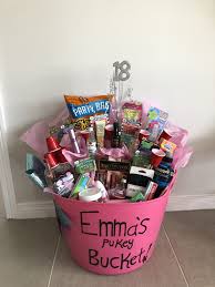 Basket 21st Birthday Gift Ideas For Sister I Did This For My Friend Emma S 18th Birthday Present Pretty Happy How It Turned Out 18th Birthday Gifts Friend Birthday Gifts Birthday Hampers