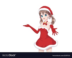 Anime manga girl dressed in santa claus costume Vector Image