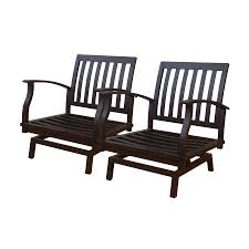 Shop Allen Roth Set Of 2 Gatewood Brown Aluminum Slat Patio Spring Motion Chairs At Lowes Com Lowes Patio Furniture Wood Patio Chairs Patio Furniture