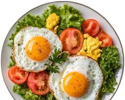 Hình ảnh về Trứng ốp la và rau xanh