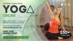 Do iyengar yoga from your living room or anywhere. Yoga Online Class Banner In 2021 Yoga Poster Design Yoga Flyer Online Yoga Classes