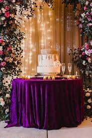 Whimsical Floral Filled Luxe Wedding Wedding Cake Table Decorations Wedding Cake Table Decorations Purple Purple And Gold Wedding